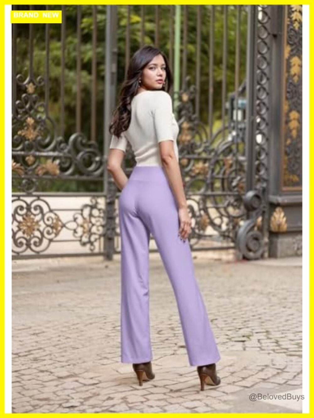 Women's Pull-On Wide Leg Pants in Ponte Fabric - Picture 3 of 4